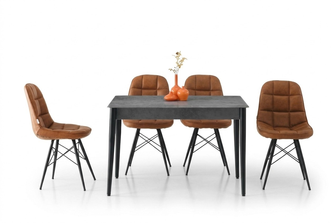 Complete dining room table dining area dining table chairs 5-piece gray wooden table