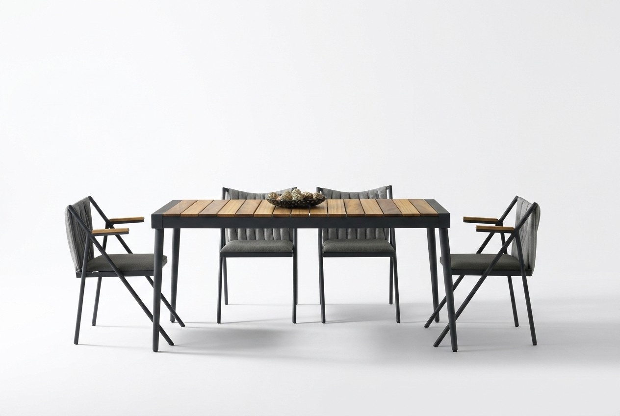 Complete dining room table dining area dining table chairs 7-piece gray wooden table