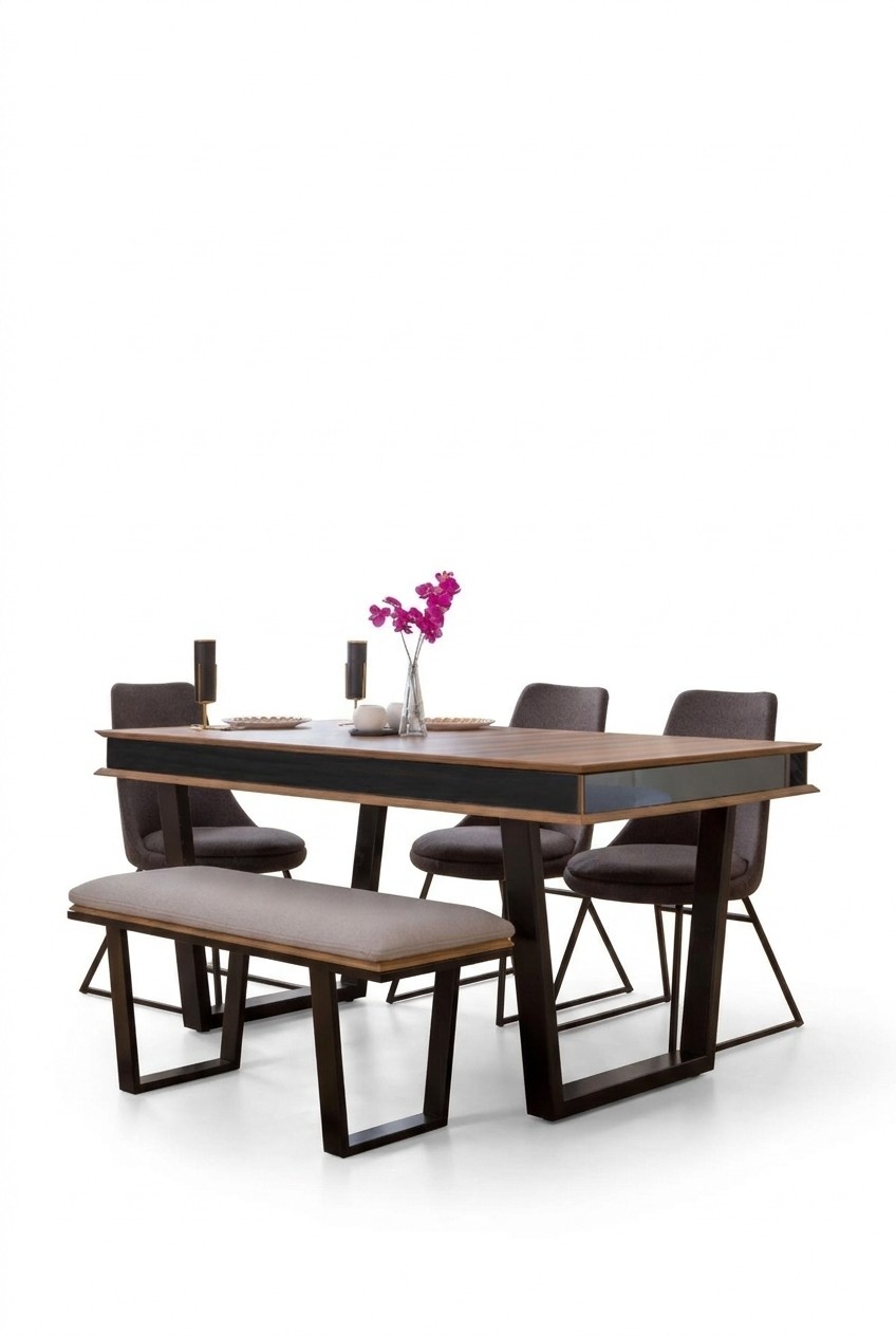 Complete dining set dining table 4x chairs, dining group bench dining table 6 pieces.