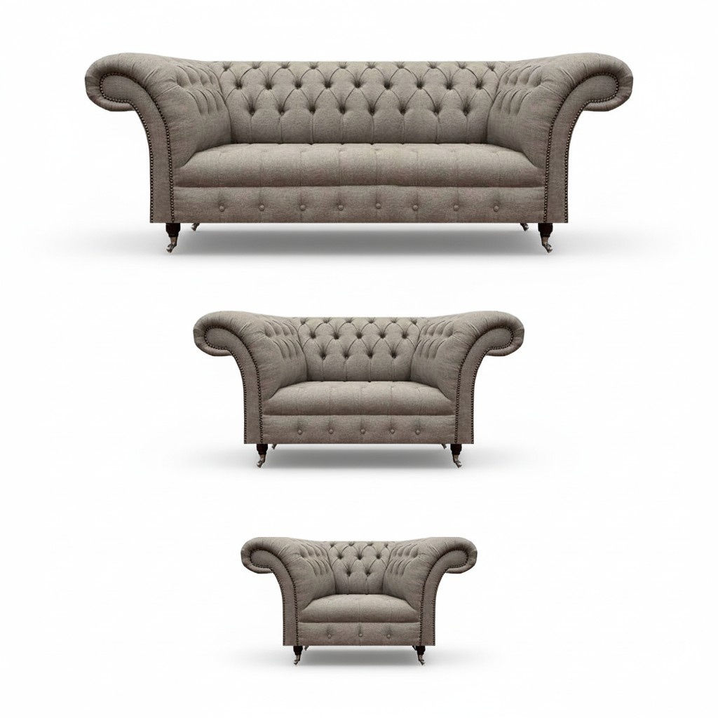 Complete furniture sofa set 3+2+1 seat living room gray textile
