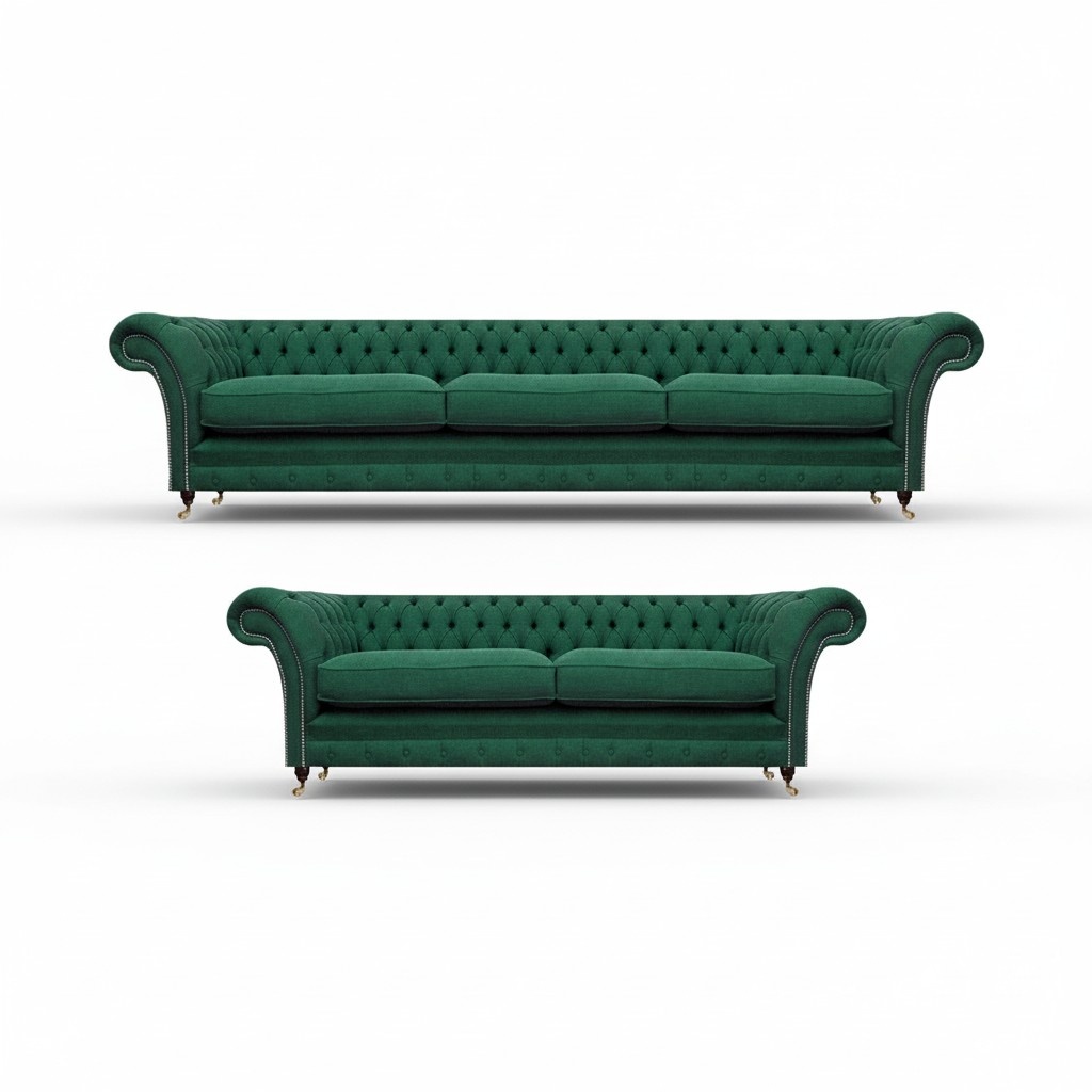 Complete furniture upholstery 2x sofas couch living room furniture Chesterfield