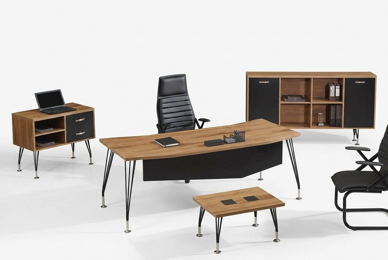 Complete office office desk office furniture desk set 4 pcs wood black