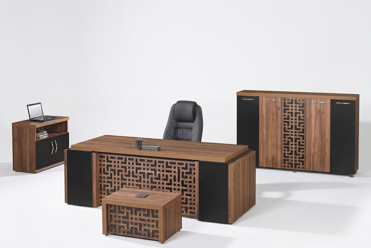 Complete office office furniture desk office office desk set 4 pcs wood brown