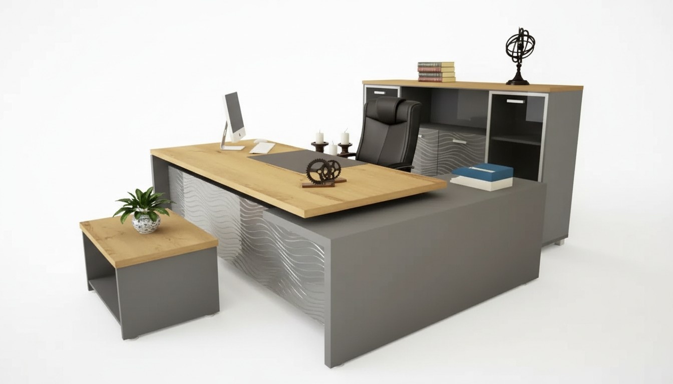 Complete office set desk, chest of drawers, filing cabinet, coffee table 3-piece