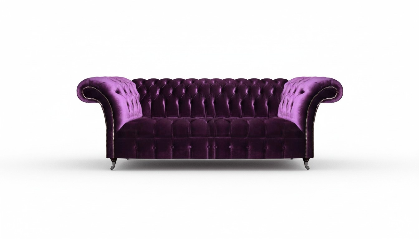 Complete Purple Chesterfield Seating Furniture Living Room Designer Fabric Sofas