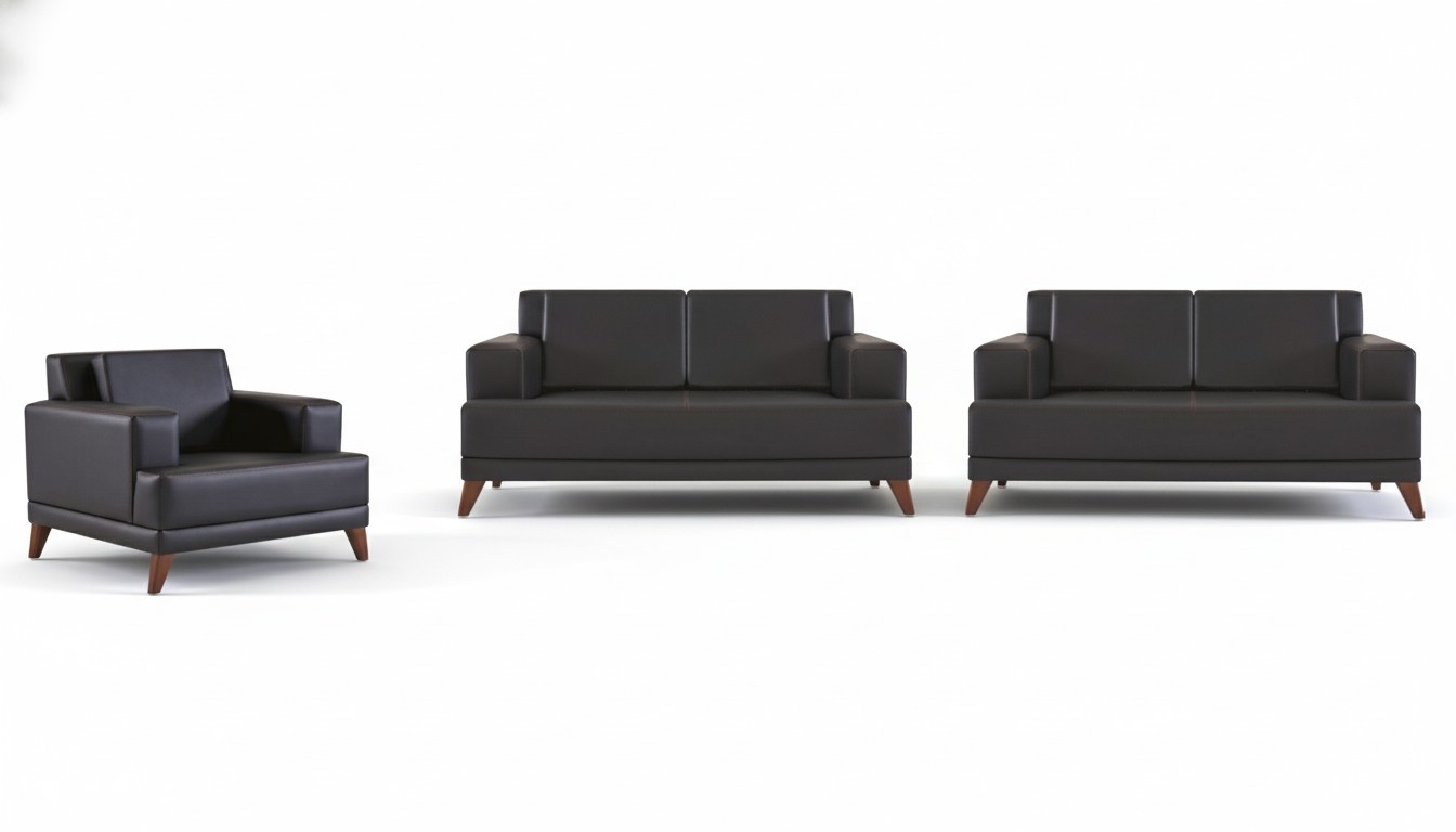 Complete Seating Furniture 2-Seater Armchair Black Modern Upholstered Cushion Leather