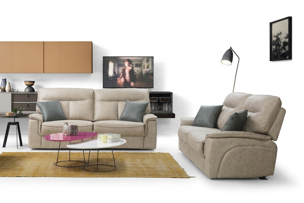 Complete Set 2-piece Three-seater Sofa Couch Suite Modern Design Living Room
