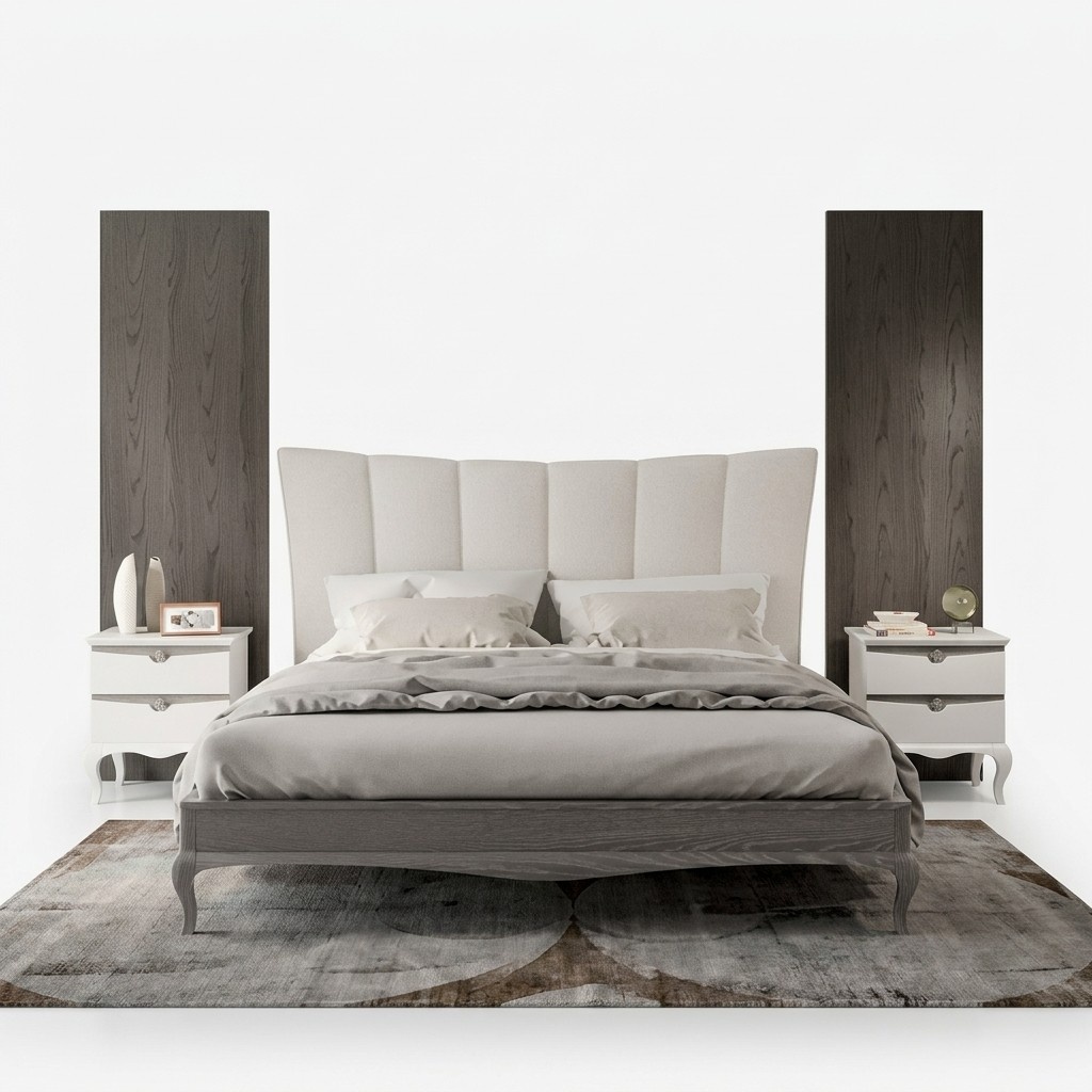 Complete Set Bed 2x Bedside Tables 3 pcs. Bedroom Sets Luxury Beds