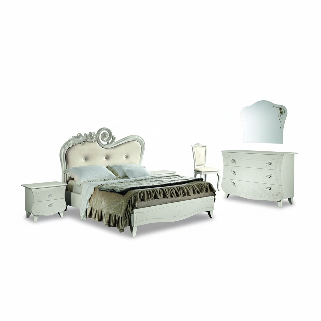 Complete set bed bedside table chest of drawers new design bedroom 5 piece bedroom