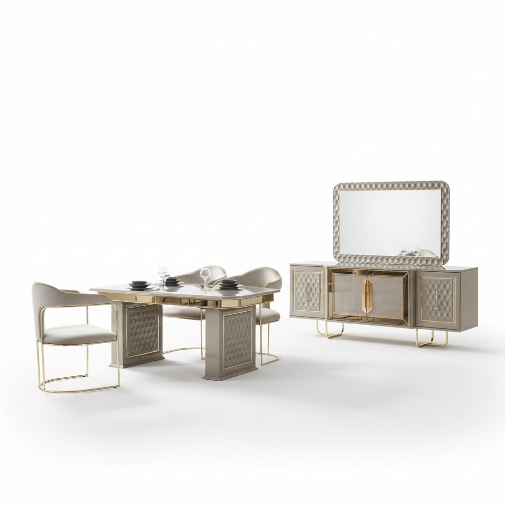 Complete set dining table 4x chairs chest of drawers dining group dining group wooden table tables 6 pieces