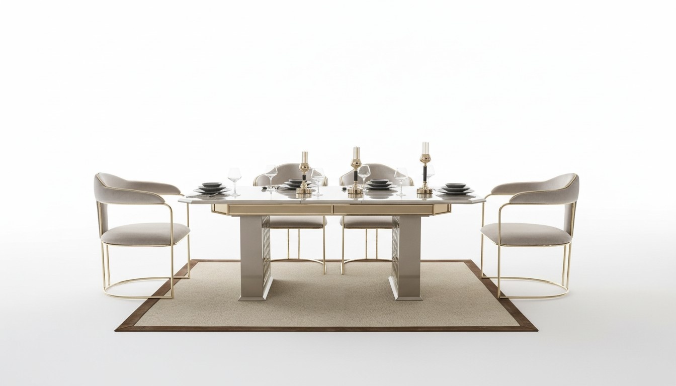 Complete set dining table 4x chairs dining room set dining group wooden table tables 5 pieces