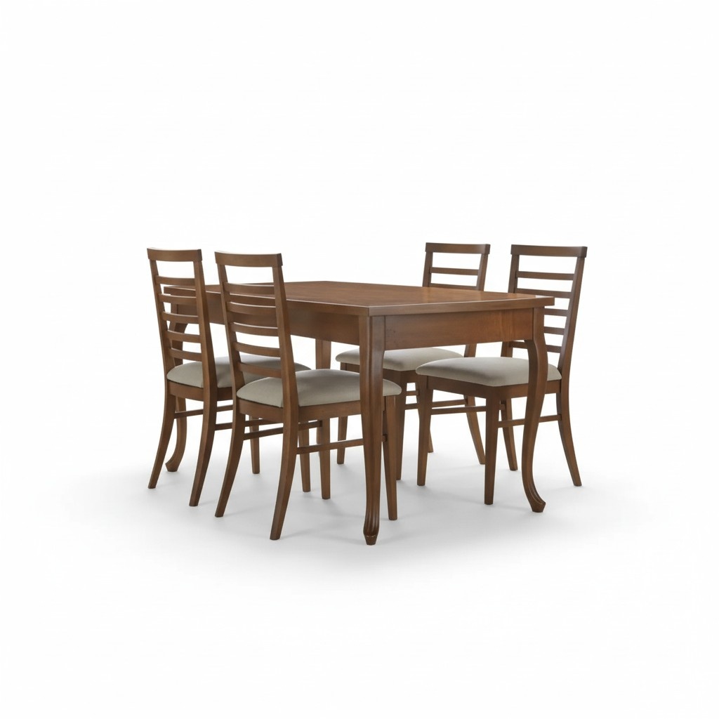 Complete set dining table 4x chairs dining room set wood table 5tlg