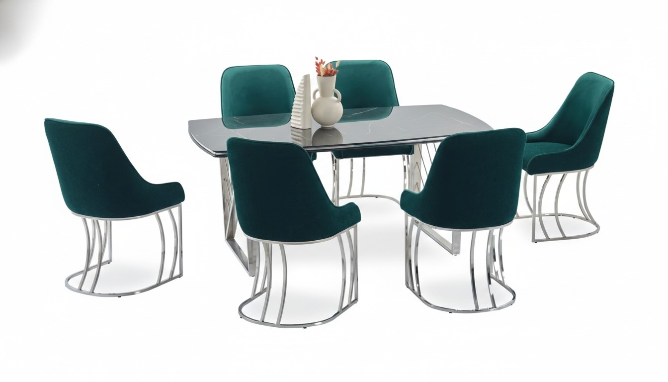 Complete set dining table 6x chairs dining room dining group outfit 7 pieces