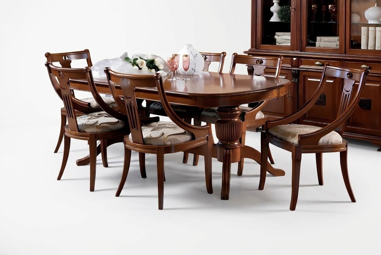 Complete Set Dining Table + 6 Chairs Dining Room Set Dining Group Wooden Table 7-piece