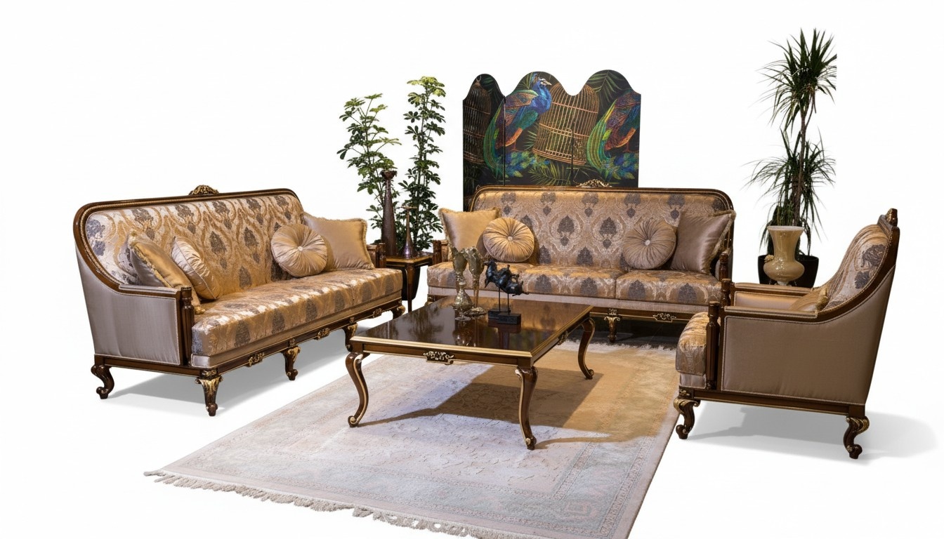 Complete Set Sofa Set 3+3+1 Seat Coffee Table Designer Sofa 4tlg