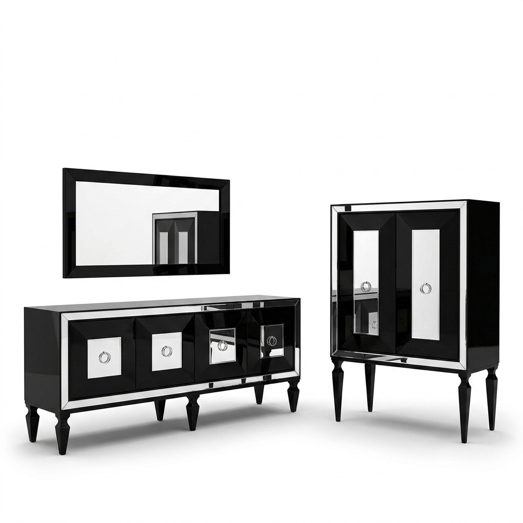 Complete sideboard mirror bar cabinet black wood sideboard cabinet