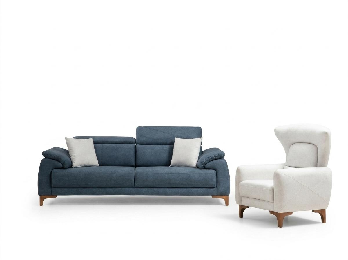 Complete Sofa Couch Three-Seater White Armchair Living Room Sofa Set 3-piece