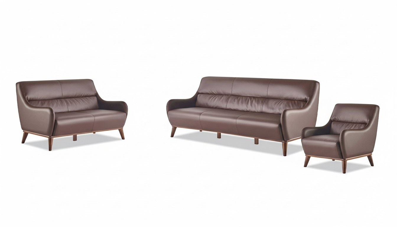 Complete Sofa Set 3-Seater 2-Seater Armchair Brown Classic Couch Leather