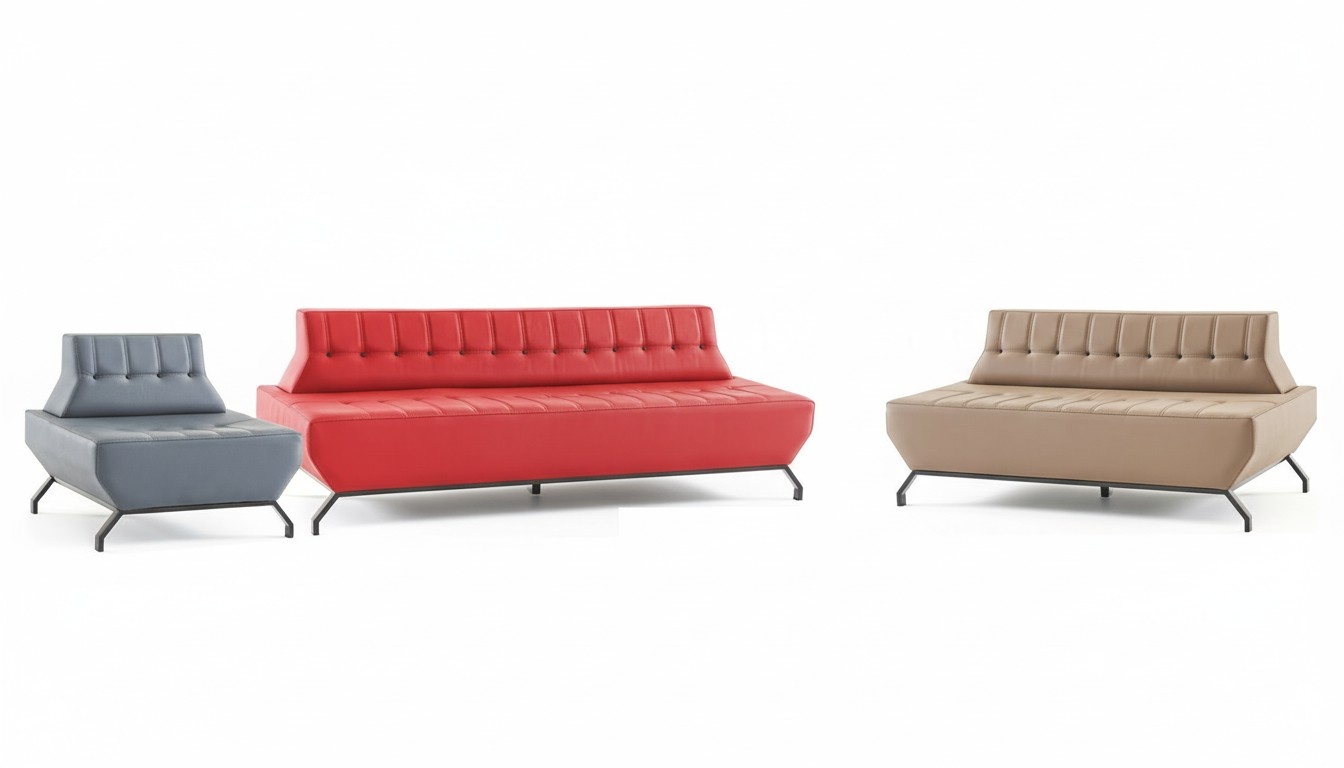 Complete Sofa Set Red 3-Seater Beige 2-Seater Gray Armchair Art Deco Leather