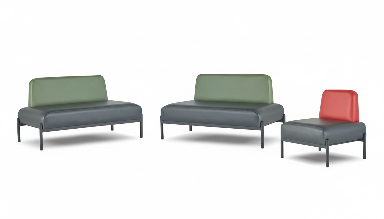 Complete Sofas Art Deco 2-Seater Armchair Black Green Red Leather Sofas Wood