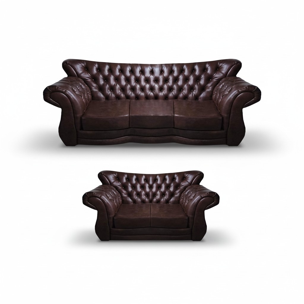 Complete sofas three-seater and two-seater couch leather seating furniture Chesterfield