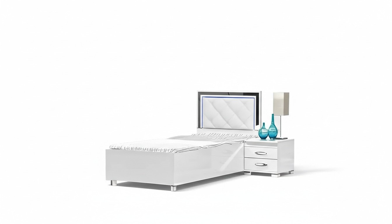 Complete youth room bedside table wardrobe 4-piece white bedroom