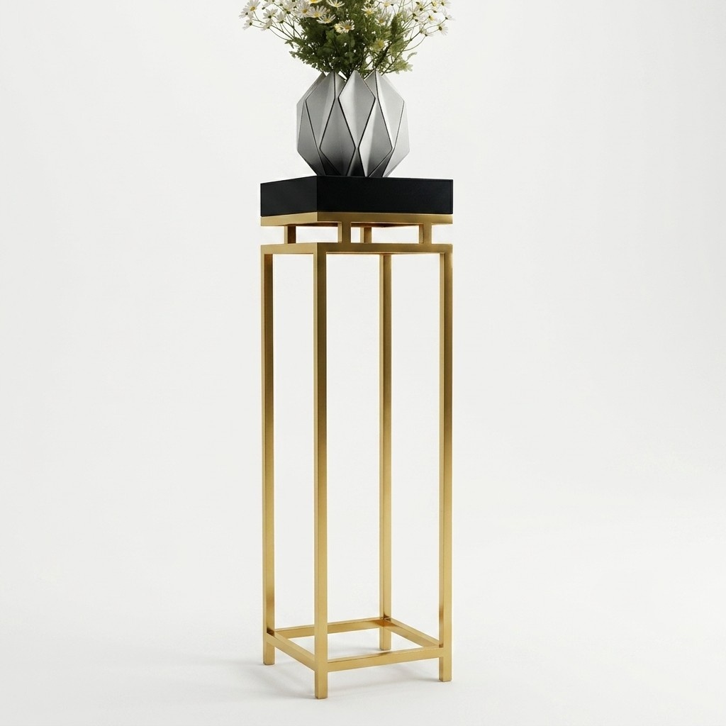 Hallway Flower Stand Stainless Steel Gold Black Decoration Furniture Premium Metal