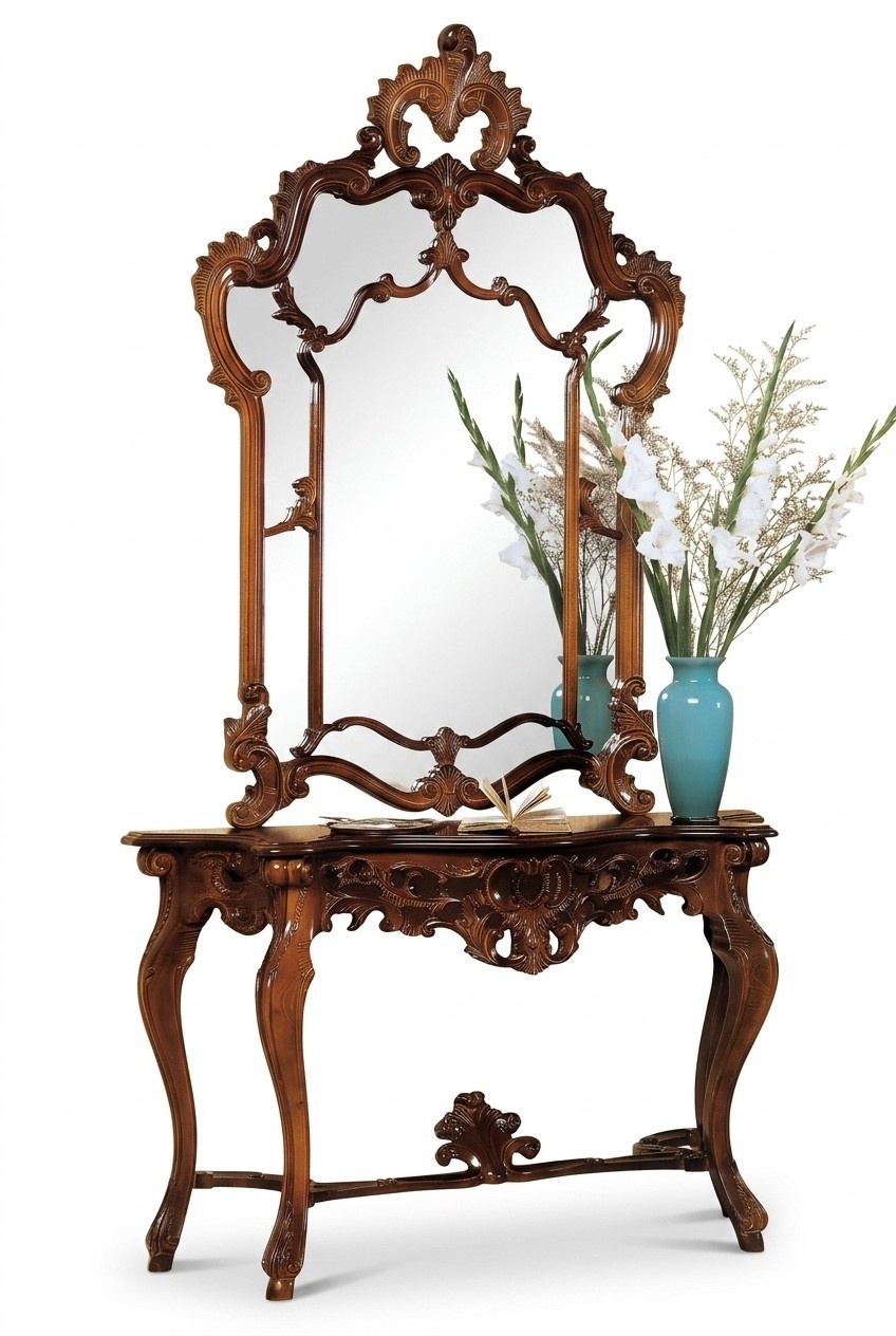 Console + Mirror Designer Console Table Wood Set 2 pcs.