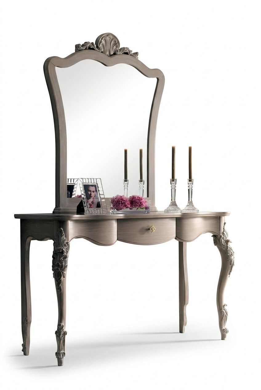 Console + Mirror Designer Console Table Wood Table Console Luxury Set 2 pcs.