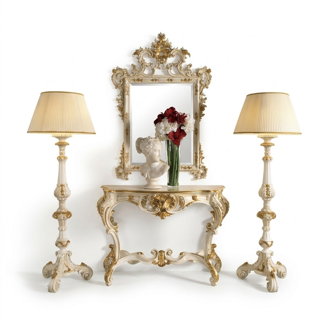 Console table, console, make-up tables, table, console, secretary, mirror, 2 pieces. set
