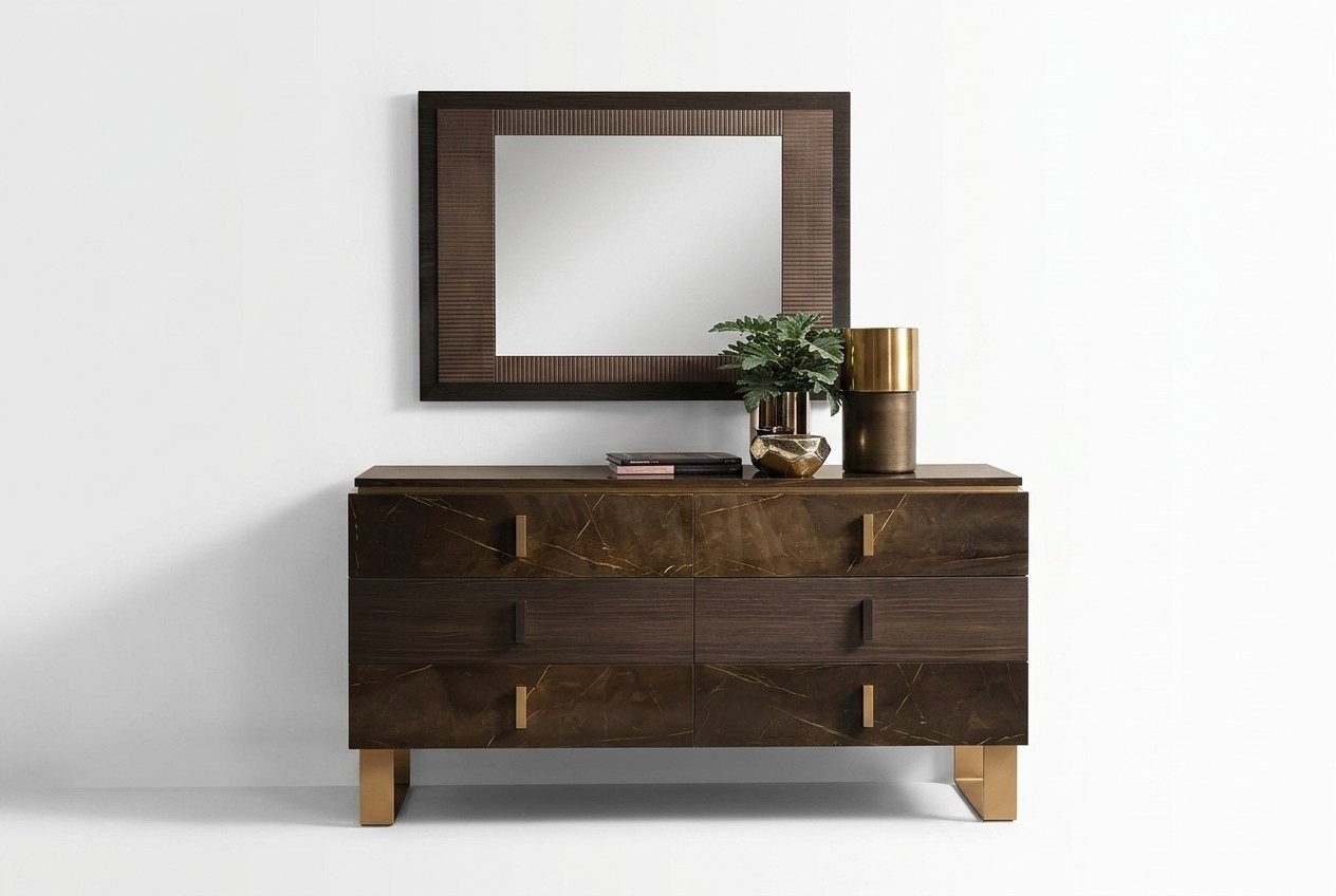 Console Table Dresser with Mirror Luxury Furniture Set Console 2pcs. Made in Italy
