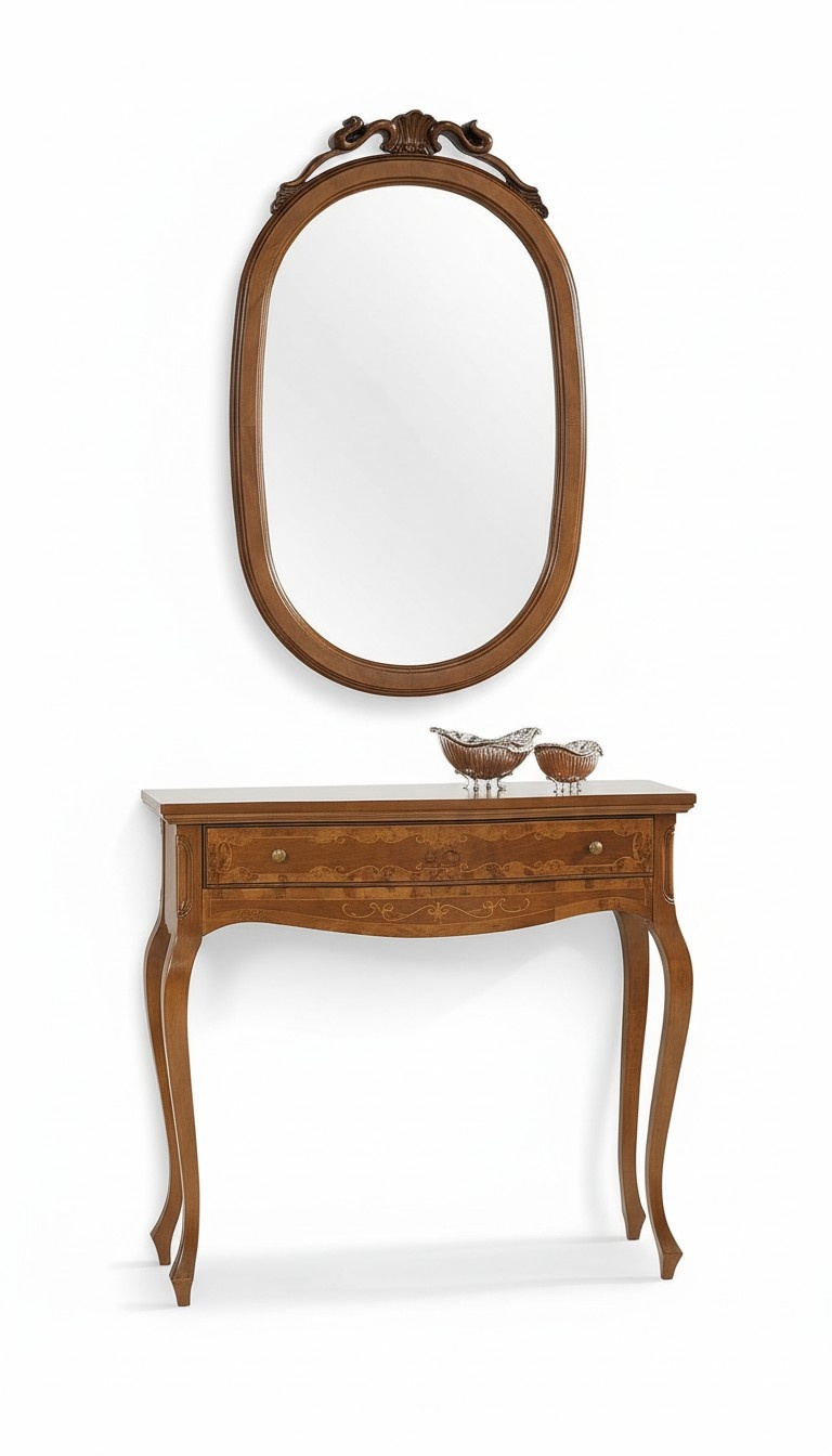 Console Table Mirror Sideboard Set Wood Italian Furniture Stile Elisa 2pcs New