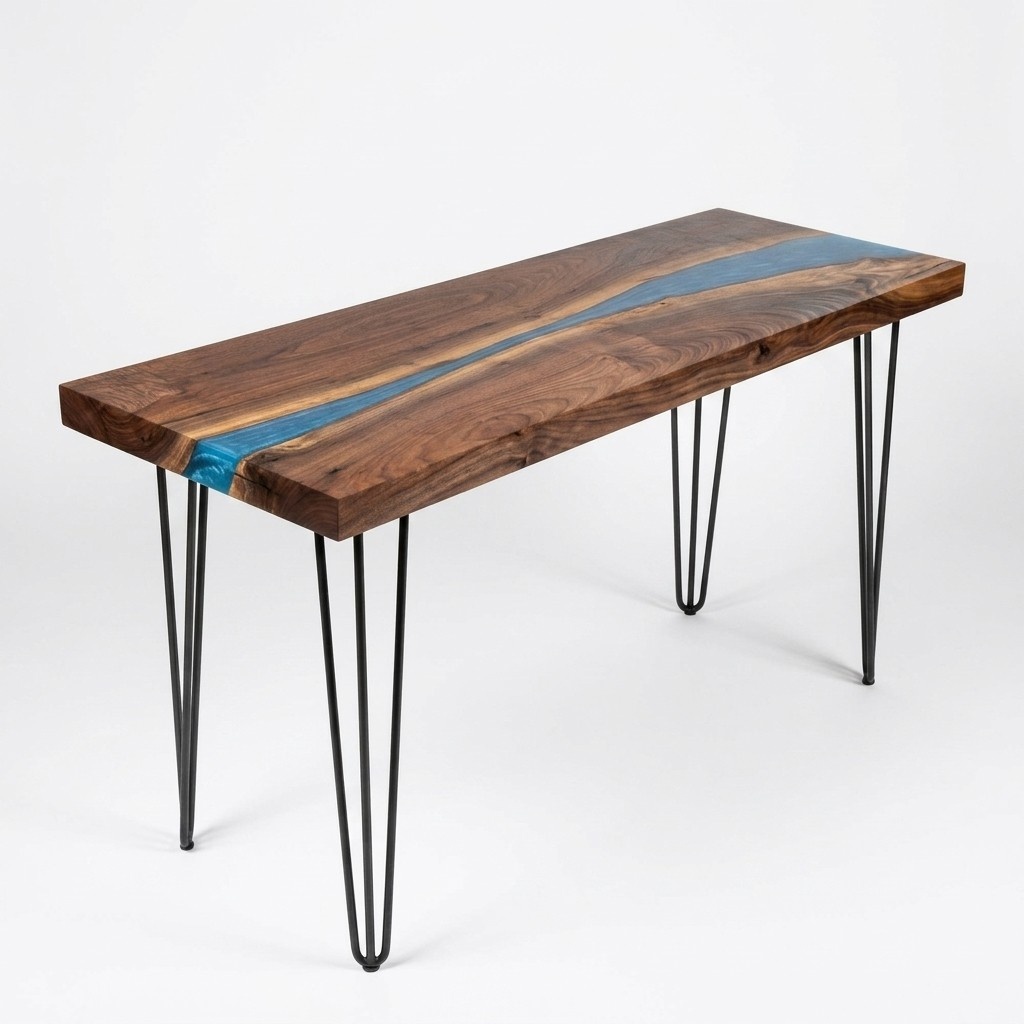 Console Table Sideboard Real Wood Designer Table Epoxy Resin Waterfall River