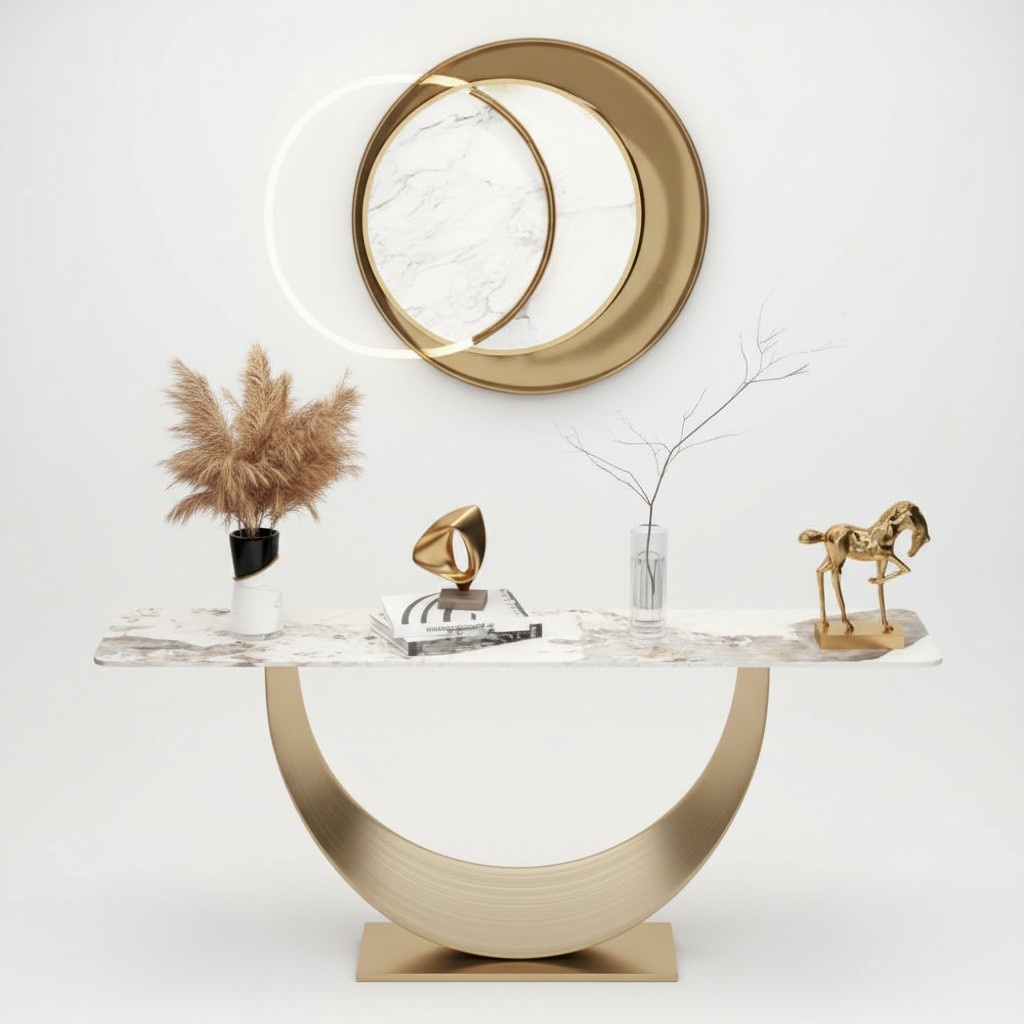 Consoles living room side table modern design furniture wood gold new