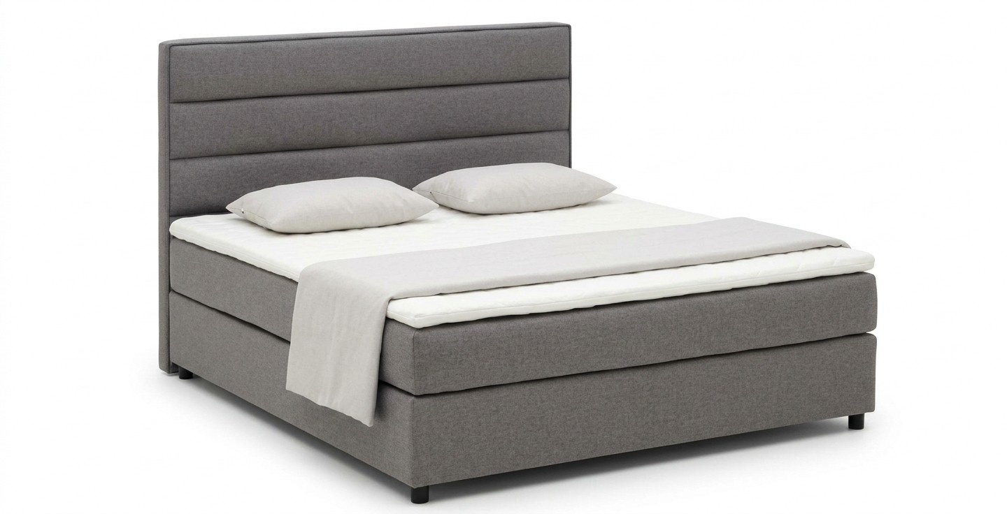 Continental double bed textile/leather upholstered made of real wooden frame in modern style model - M201