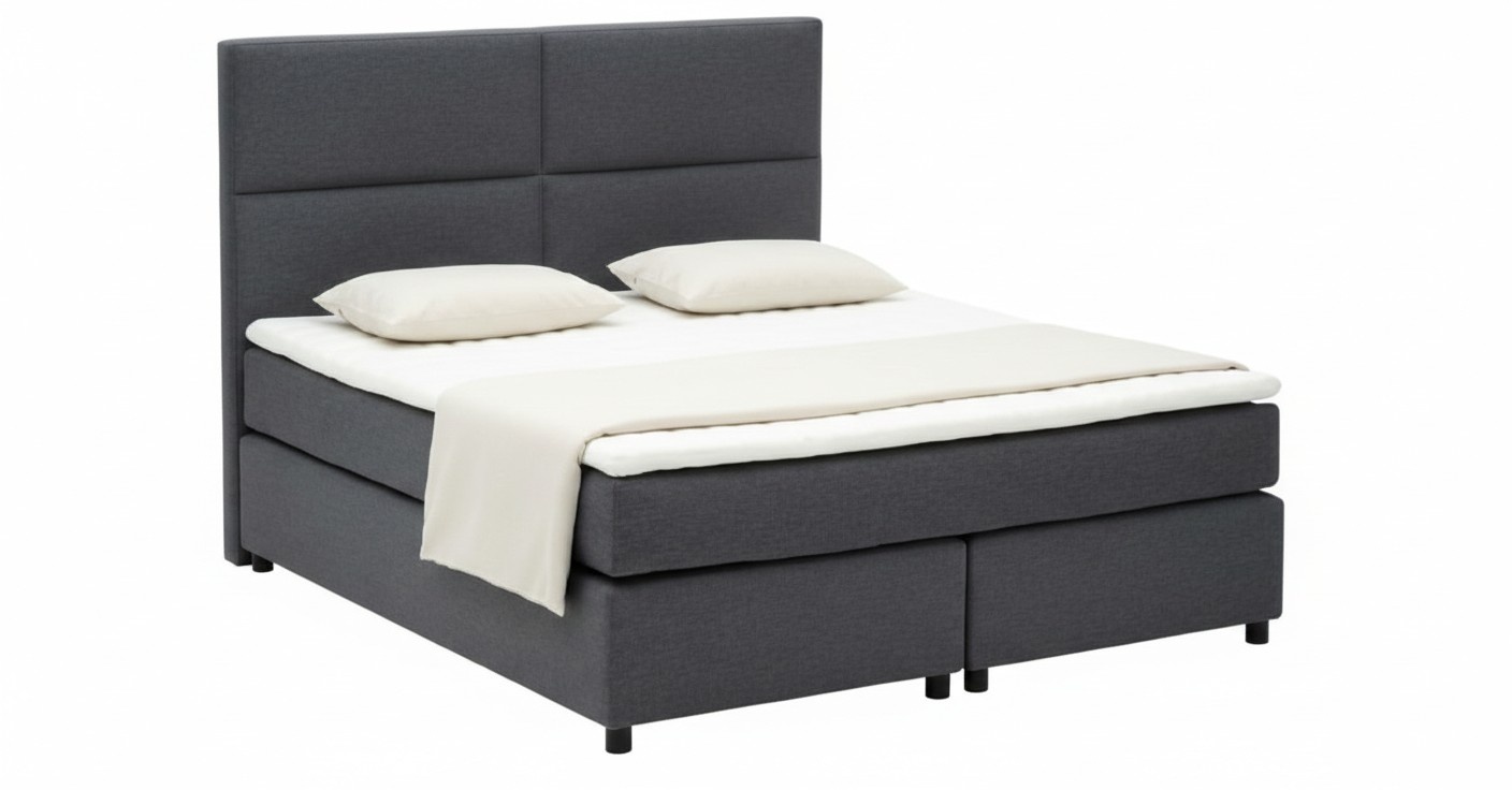 Continental textile/leather upholstered double bed made of real wooden frame model - M105