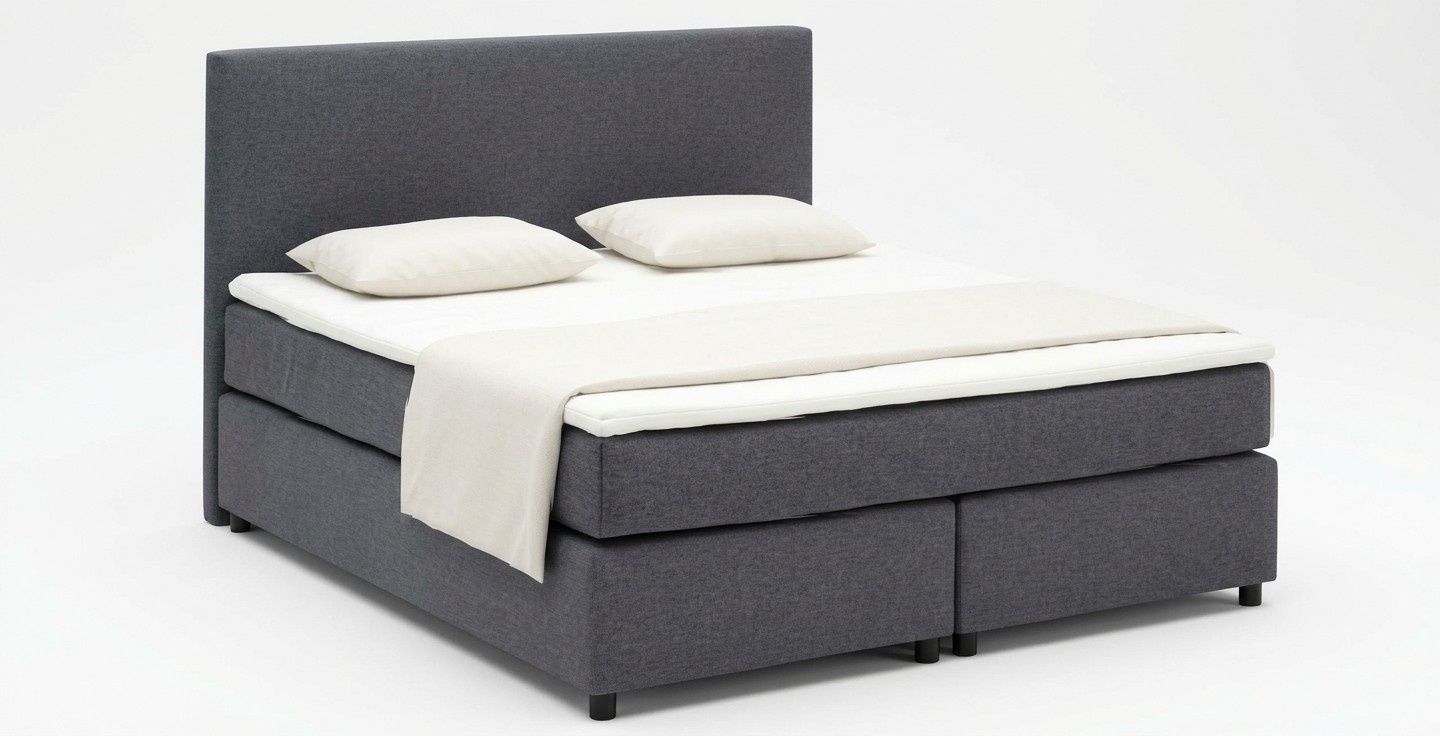 Continental textile/leather upholstered double bed made of real wooden frame model - M100