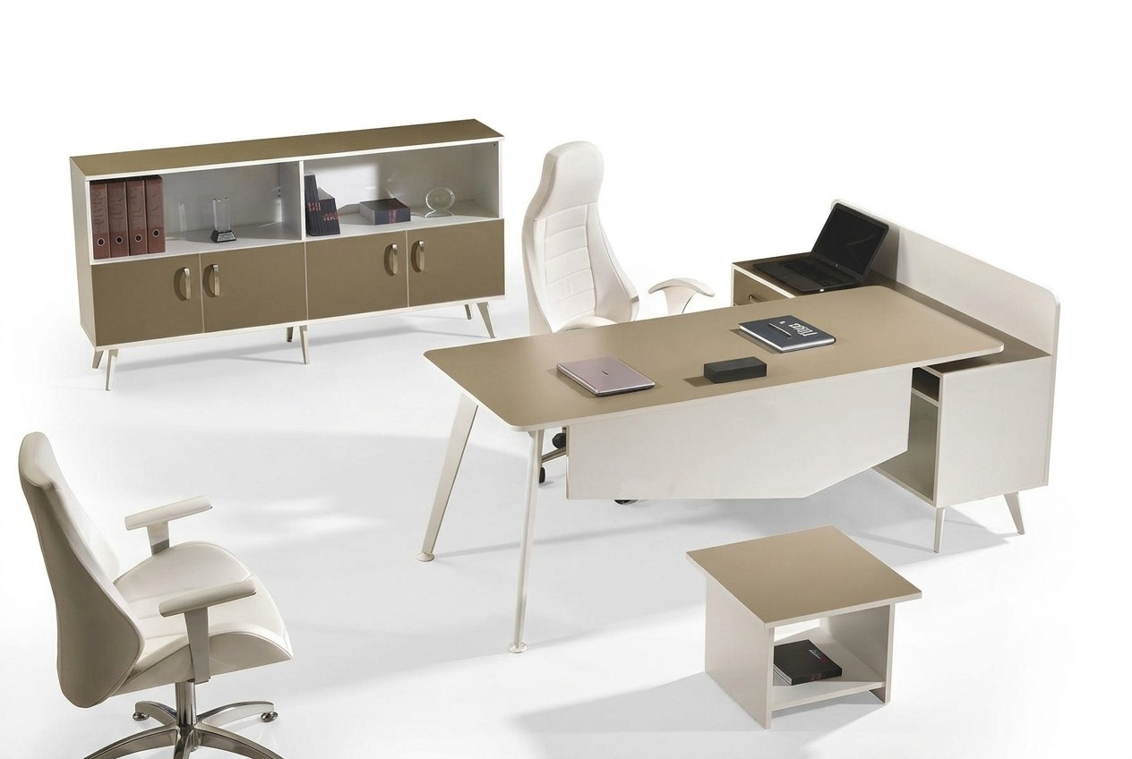 Corner office desk office furniture white complete office 3-piece wooden set