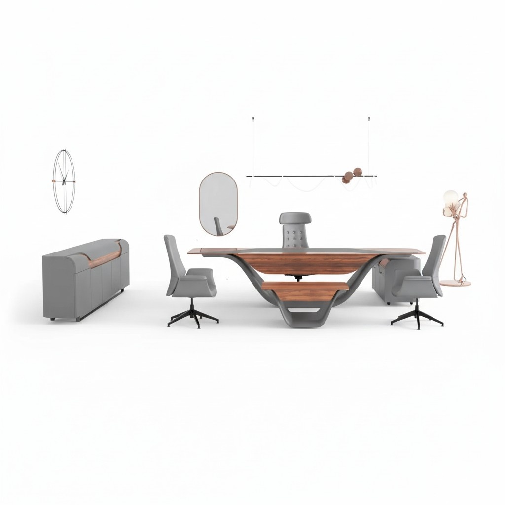Corner desk Sideboard Coffee table Office furniture Study set Grey