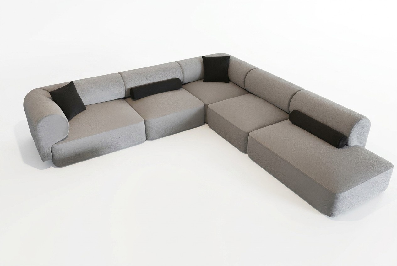 Corner sofa in a modern stylish design for the coziness of the living room.