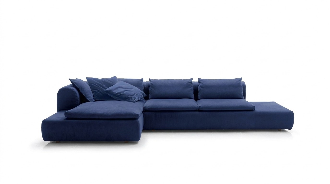 Corner sofa L-shaped furniture blue sofas textile couch upholstery couch sofa