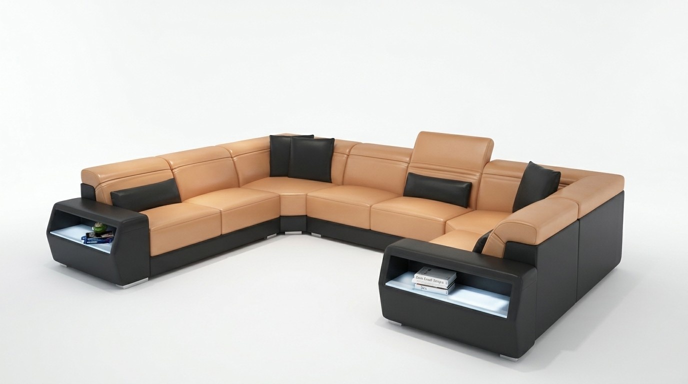 Corner Sofa Leather Sofa Couch Upholstery Corner Seat Living Area U-Shape Big xxl