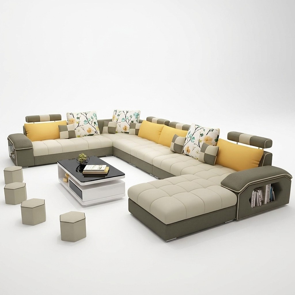 Corner Corner Sofa U Shape Living Sofa Upholstery Couch Set Fabric Sofas Leather
