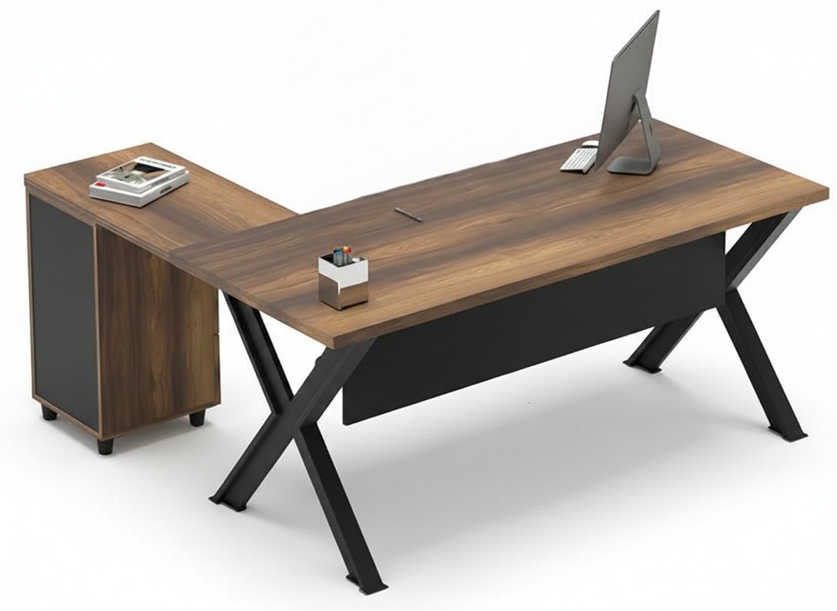 Corner table storage table workstation brown black