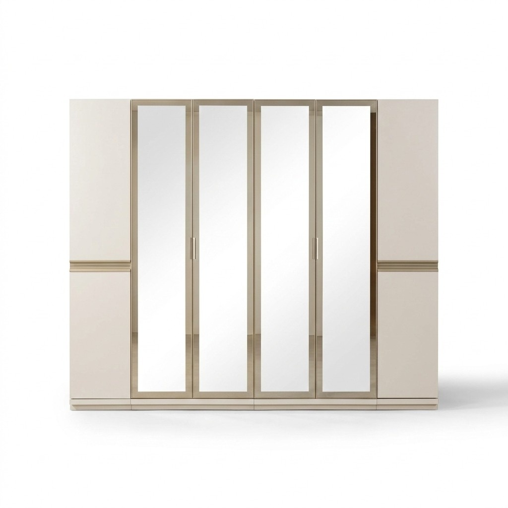 Modern corner wardrobe with tinted glass, large design for the bedroom.
