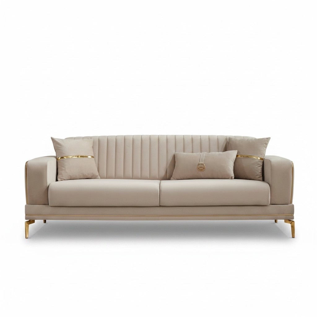 Couch 3-seater luxury three-seater sofa fabric sofa upholstered sofa beige couches