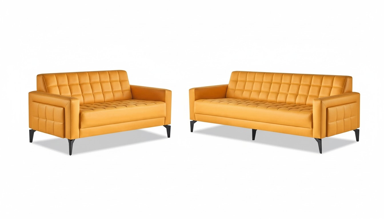 Couch 3-seater 2-seater Yellow Modern Sofa Set Chesterfield Seating Furniture