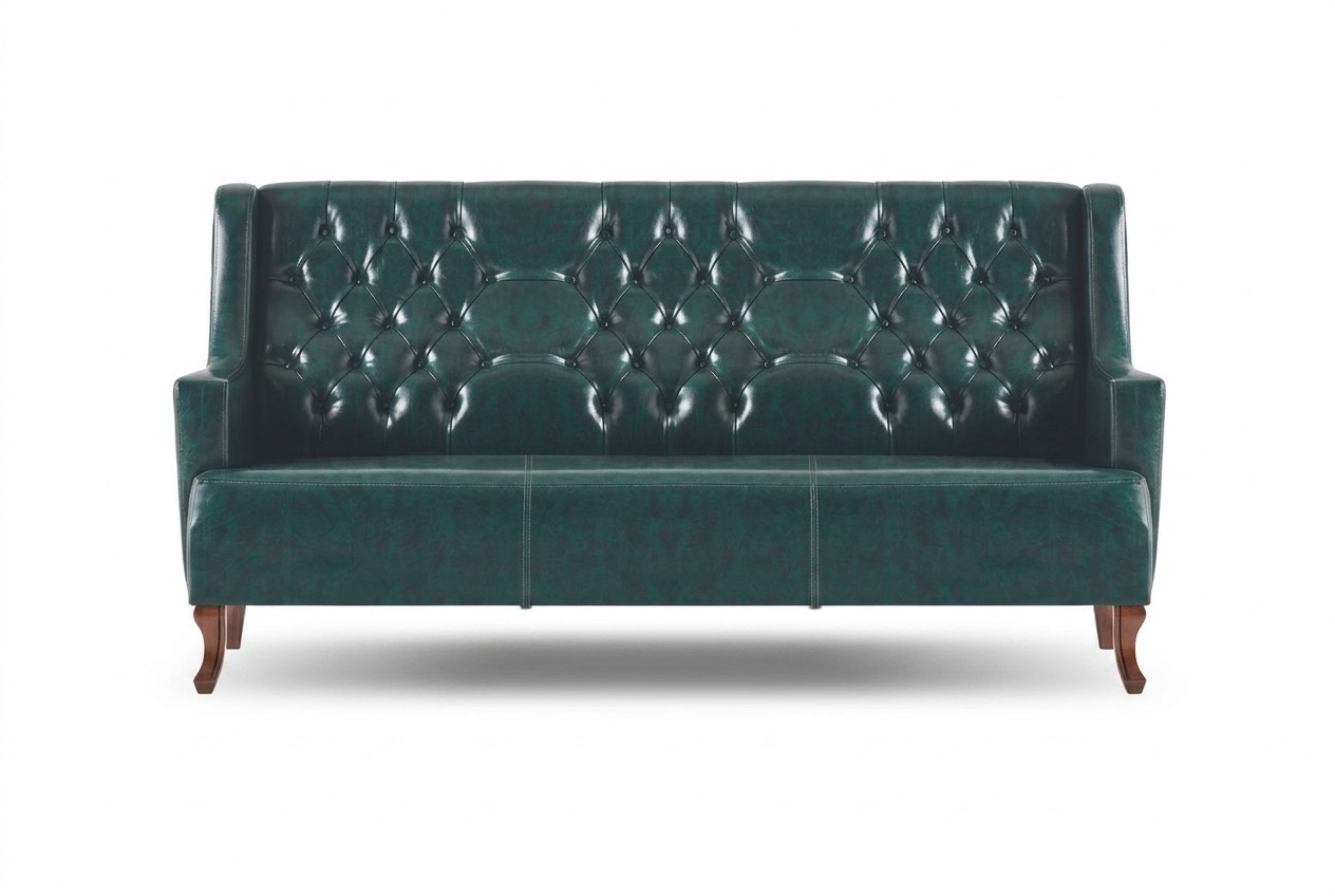 Green Classic Chesterfield 3-Seater Sofa Leather Sofa Wooden Seating Furniture