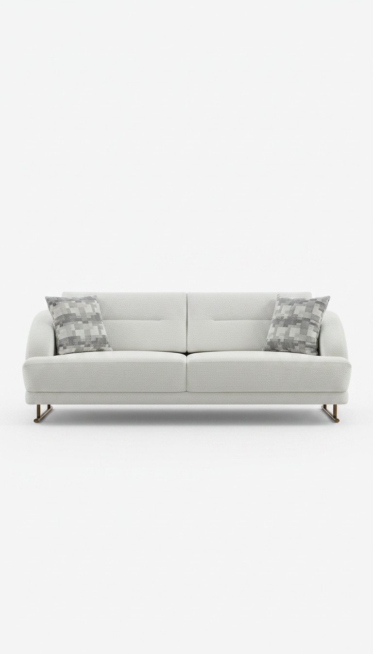 Modern Couch Three-Seater Sofa Upholstered Sofa White Sofas