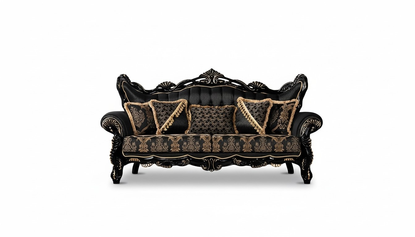 Couch Seat Three Seater Sofa 3 Seater Sofas Armchair Fabric Baroque Rococo Furniture 232cm